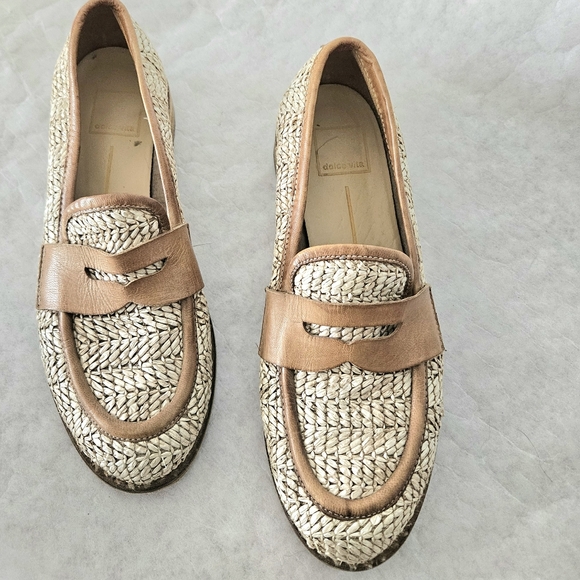 Dolce Vita Shoes - Dolce Vita Tan Woven Raffia Loafers Marina